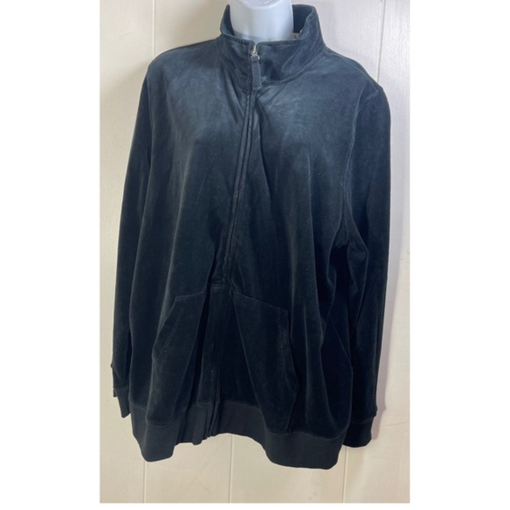 NYL New York Laundry Black‎ Velour Track Jacket Zip Front Size 1X vtg hiphop y2k